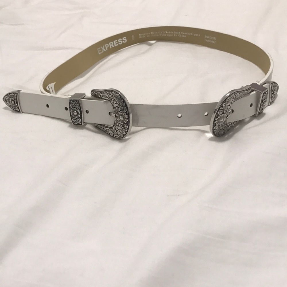 White dual buckle belt from Express! WORN ONCE!